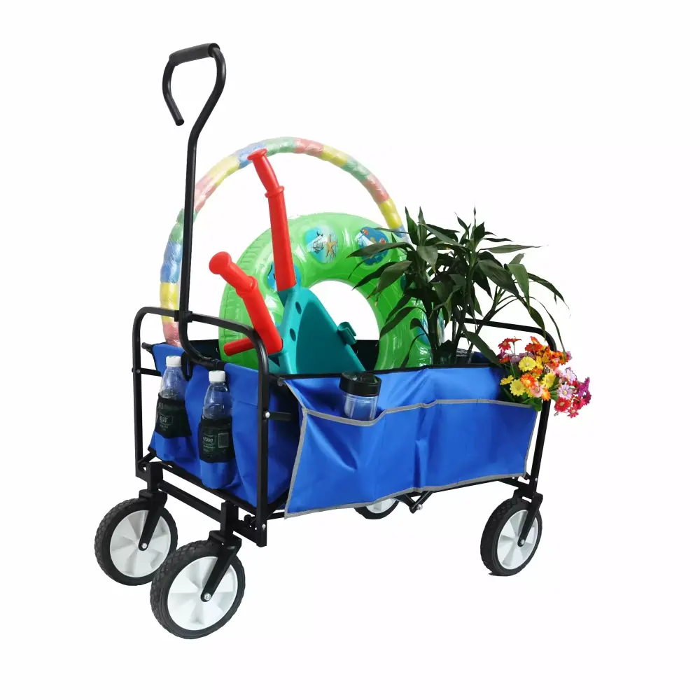 Heavy Duty Beach Folding Wagon Cart Travel-friendly Grocery Garden Collapsible Cart Outdoor Sports Shopping Camping