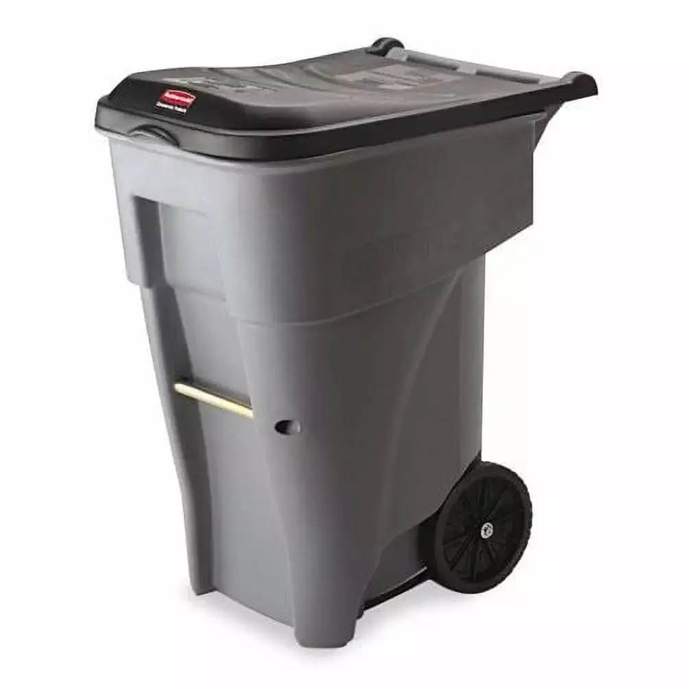 Brute Rollout Heavy-Duty Waste Container Square Polyethylene 65 Gallon Gray Bundle 5
