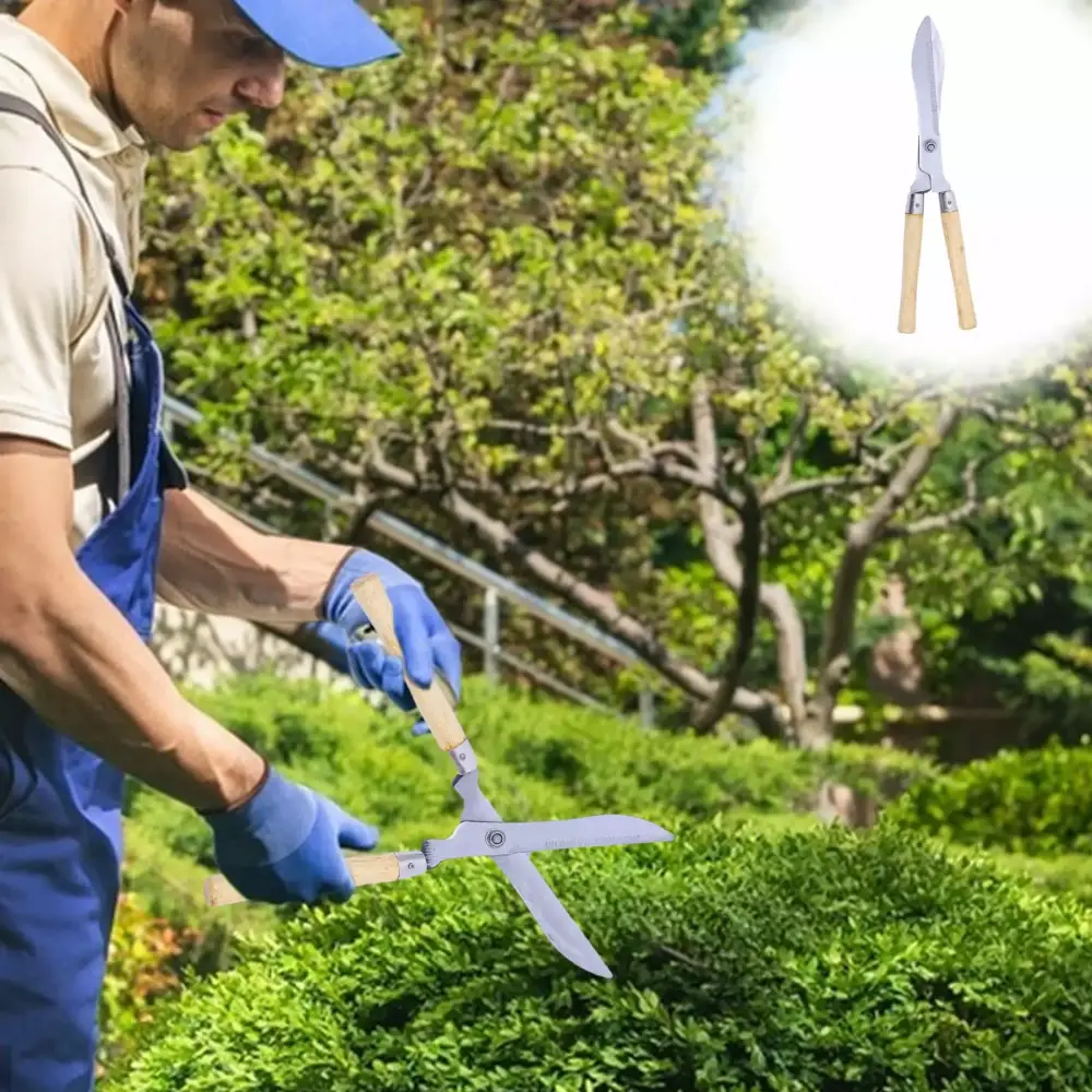 JLFNYA Garden Pruning Shears Gardening Hedge Shears Wooden Handles & Carbon Steel Blades Free