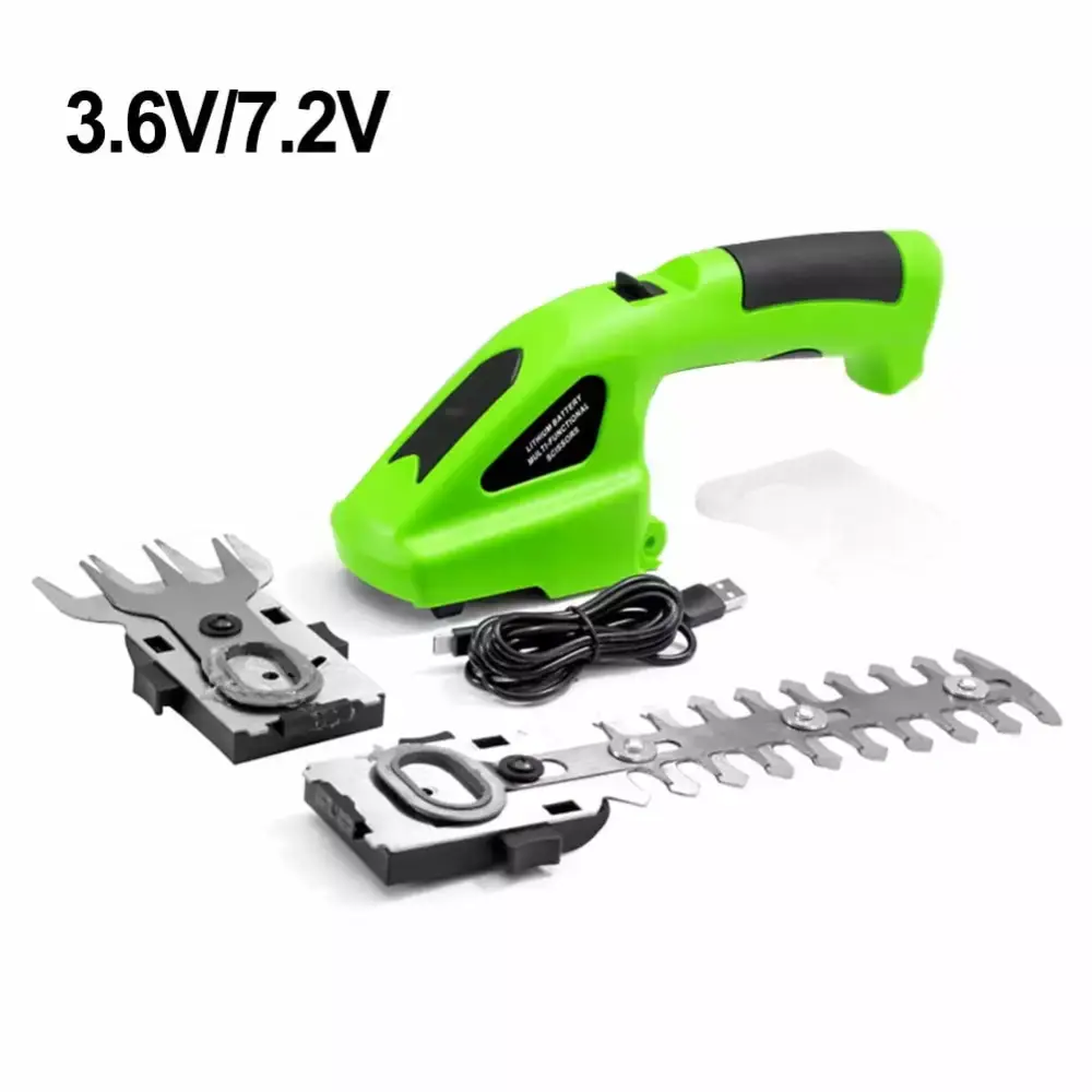 2--1 Electric Cordless Hedge Plants Trimmer Handheld Grass Shear Shrub Cutter
