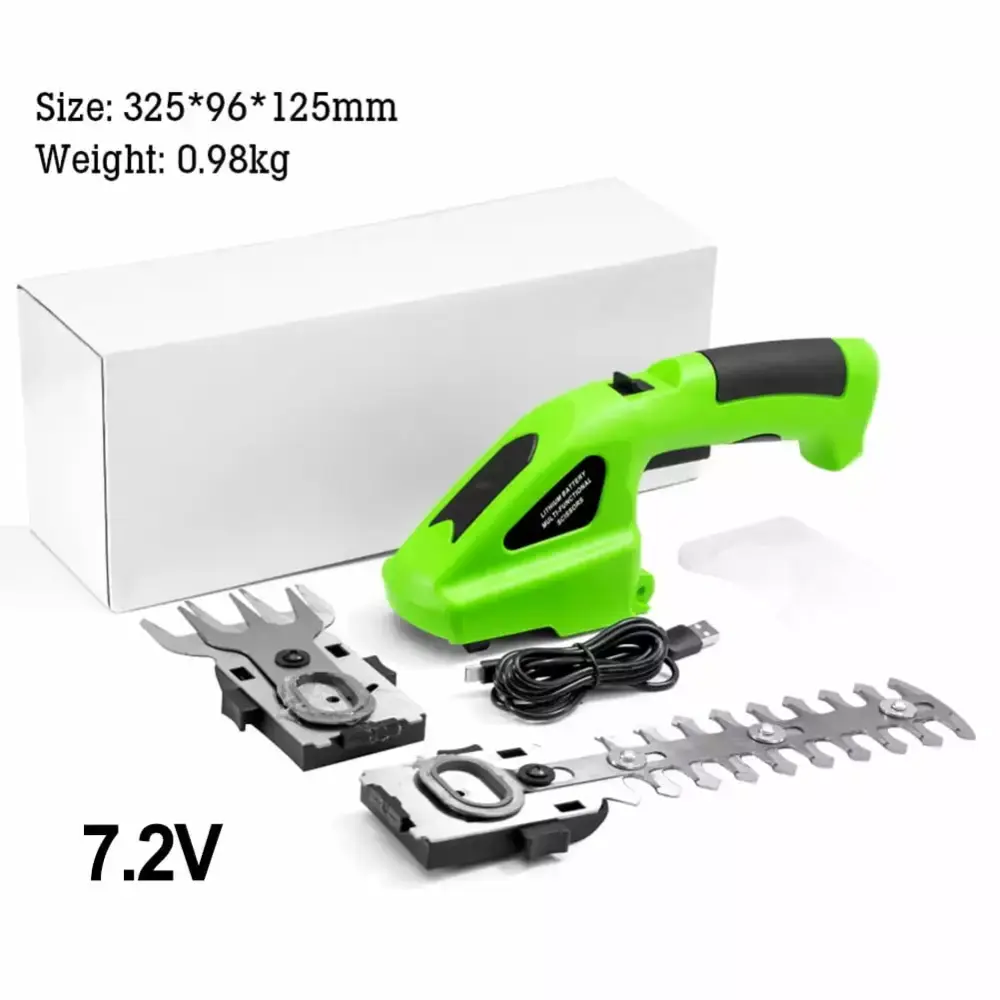 2--1 Electric Cordless Hedge Plants Trimmer Handheld Grass Shear Shrub Cutter 7.2V