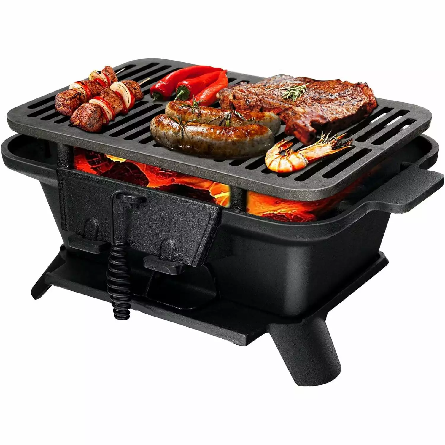 Giantex Charcoal Hibachi Grill Double-sided Grilling Net Air Regulating Door Outdoor Cooking CMS
