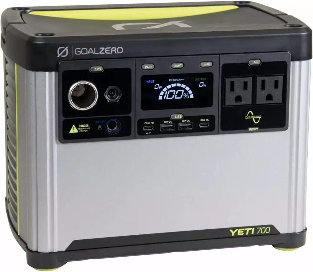 Goal Zero Yeti 700 677Wh Water Resistant Solar Generator High-Power Outdoor Needs 700