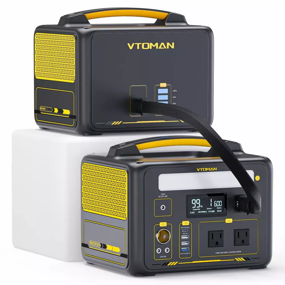 Vtoman 600W Power Station 939Wh LiFePO4 Solar Generator Extra Battery Camping and Home Backup
