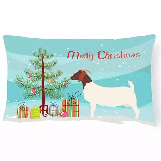 Carolines Treasures Boer Goat Christmas Canvas Fabric Decorative Pillow Teal 12x16 Caroline's Treasures