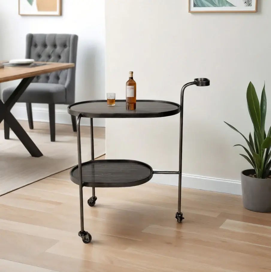 Francois Marble Bar Cart | Lockable Door | Adjustable Shelves