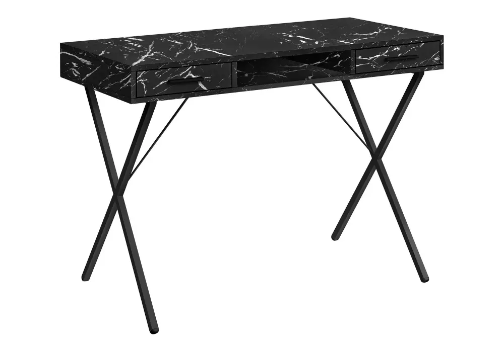 Computer Desk, Home Office, Laptop, Left, Right Set-Up, Storage Drawers, Work, Marble Look Laminate, Contemporary, Modern ...