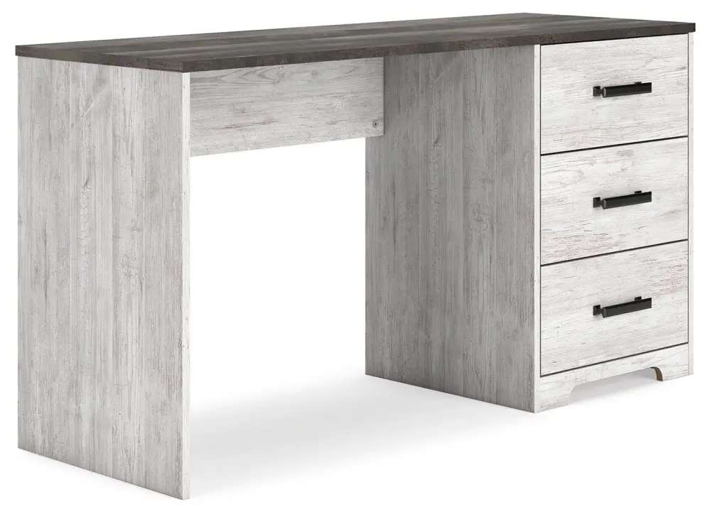 Shawburn - Home Office Desk - White / Ebony Charcoal Gray