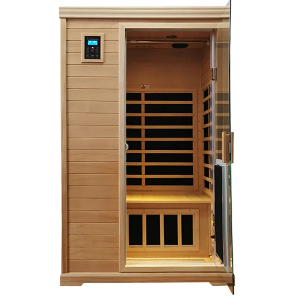 Two Person Far Infrared Hemlock Indoor Sauna Room Natural Solid Wood Home Spa far infrared sauna room