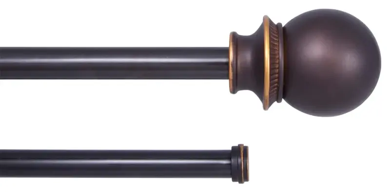 Kenney Fast Fit KN75216 Curtain Rod, 5/8 Dia, 36 to 66 L, Steel, Brown, Oil-Rubbed Copper-brown