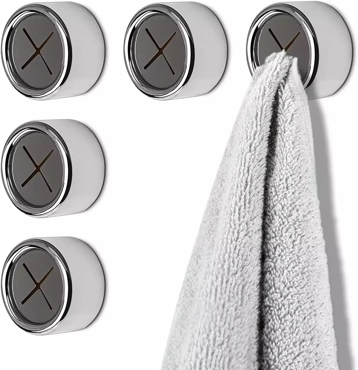 5Pcs Kitchen Towel Holder Self-Adhesive No Drilling Required Round Push Hooks Philbinden