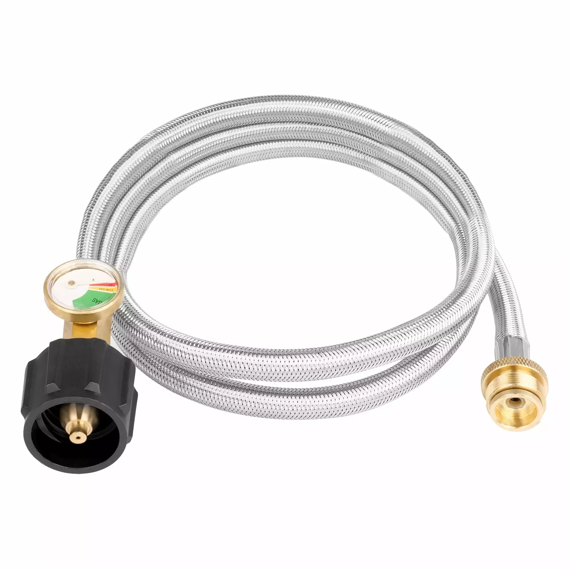 Empava 5 FT Stainless Braided Propane Hose Tank Gauge Grill Modification