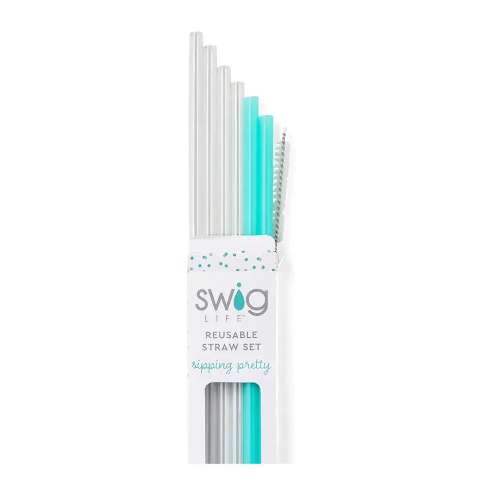 Clear & Aqua Multi-use Straws