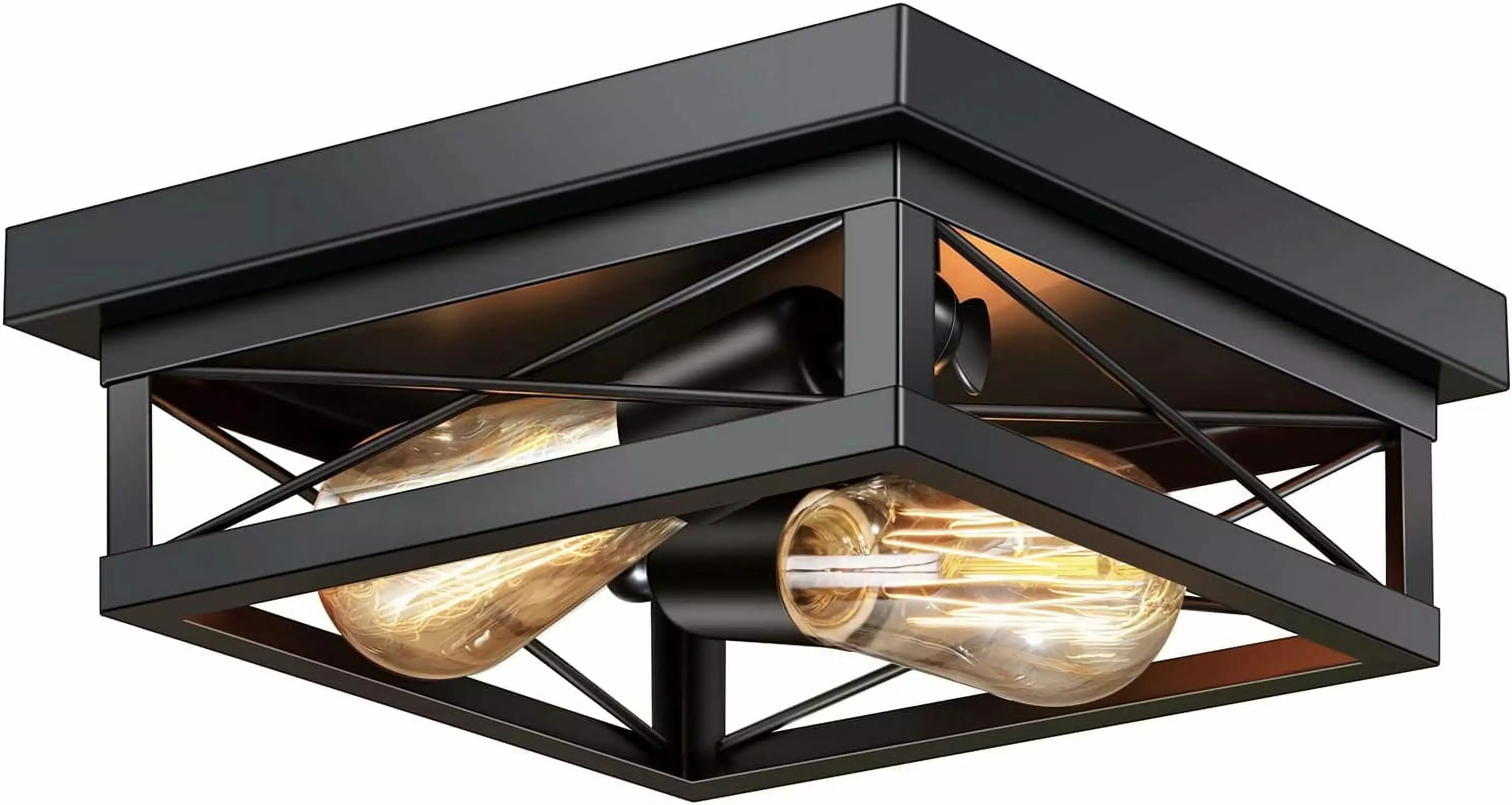 2-Light Flush Mount Square Industrial Vintage Ceiling Lamp Kitchen Dining licperron