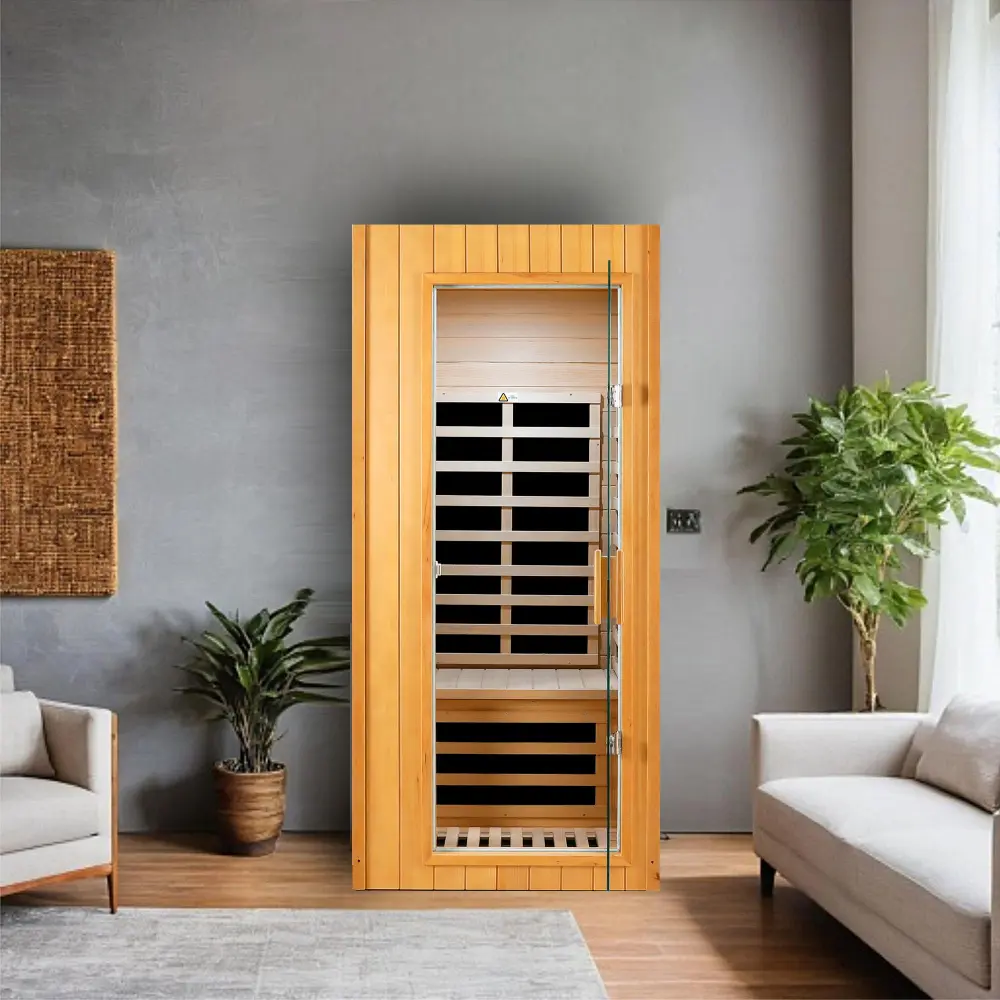 Hemlock One Person Far Infrared Roof Embedded Indoor Sauna Room Natural rnb