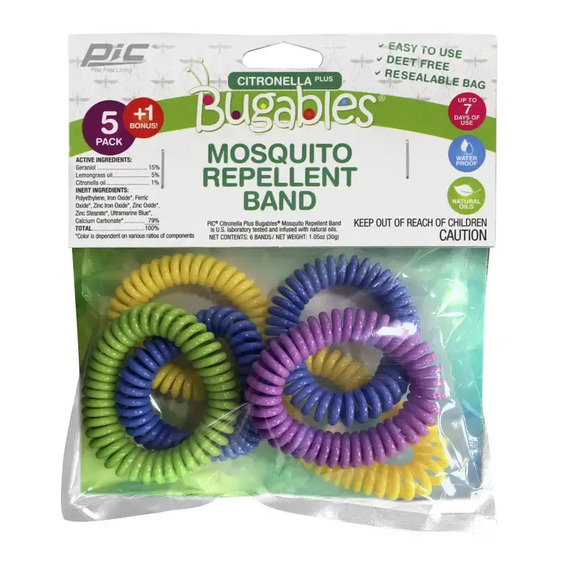 PIC Bugables Insect Repellent Wrist Band Mosquitoes 6 pk Pack 24