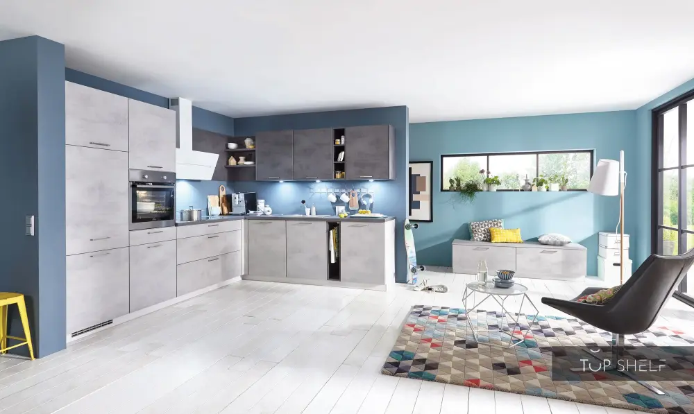 nobilia corner kitchen corner kitchen Riva 892 concrete slate 270 x 310 cm configurable -