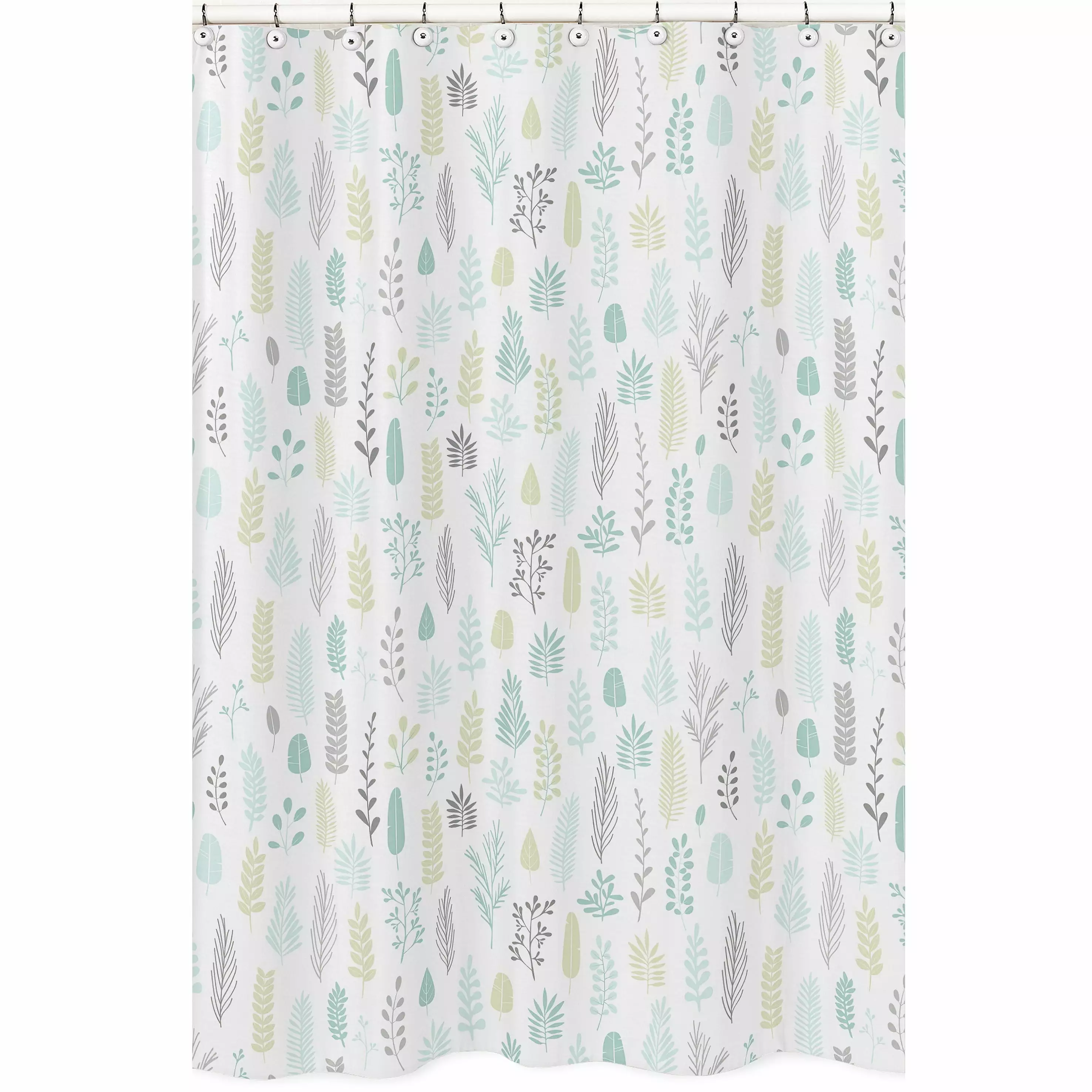 Sweet Jojo Designs Tropical Leaf Shower Curtain - Blue Grey Green Botanical Rainforest Jungle Sloth Bathroom Decor