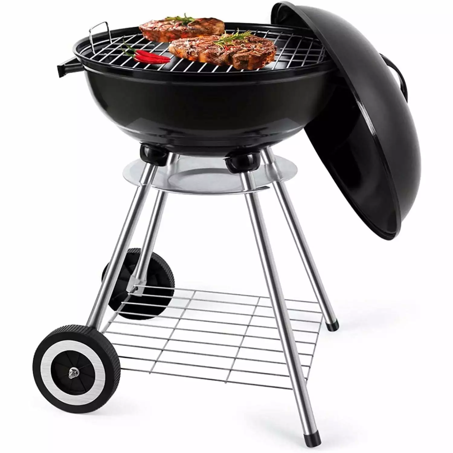 18 Inch BBQ Kettle Charcoal Grill Outdoor Travel-friendly Stainless Steel Grill Backyard Cooking XYD