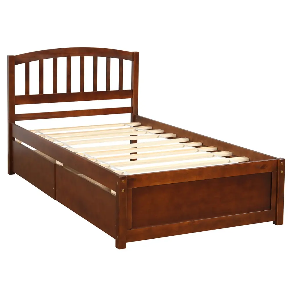 Platform Storage Bed Wood Bed Frame Two Drawers And Headboard Playful Designs