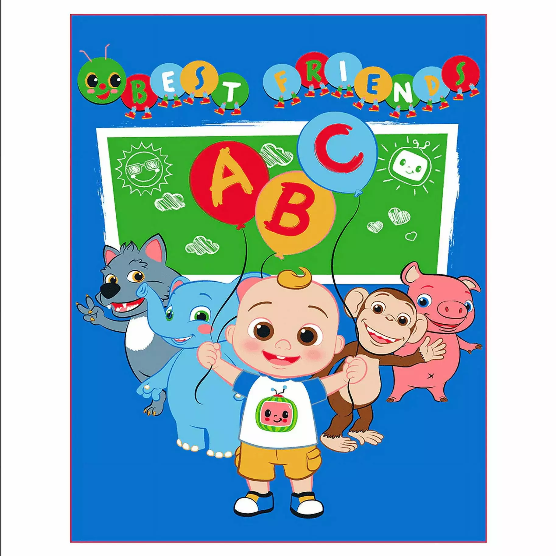 Cocomelon JJ Best Friends Soft Raschel Twin Full Size Blanket 60 x 80 Kids