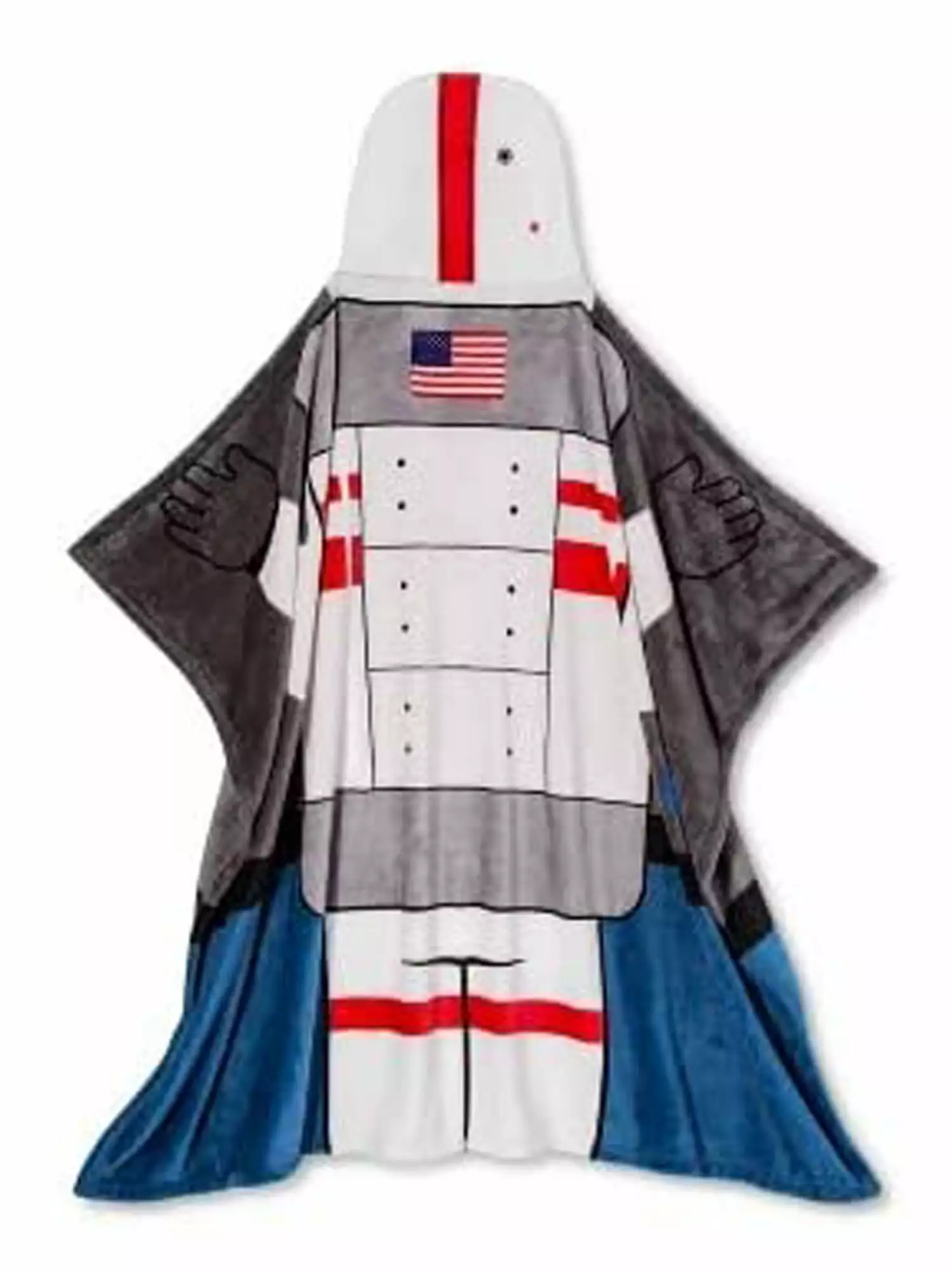 NASA Astronaut Throw Blanket 50 x 40 Hooded Girls and Boys White Blue Red