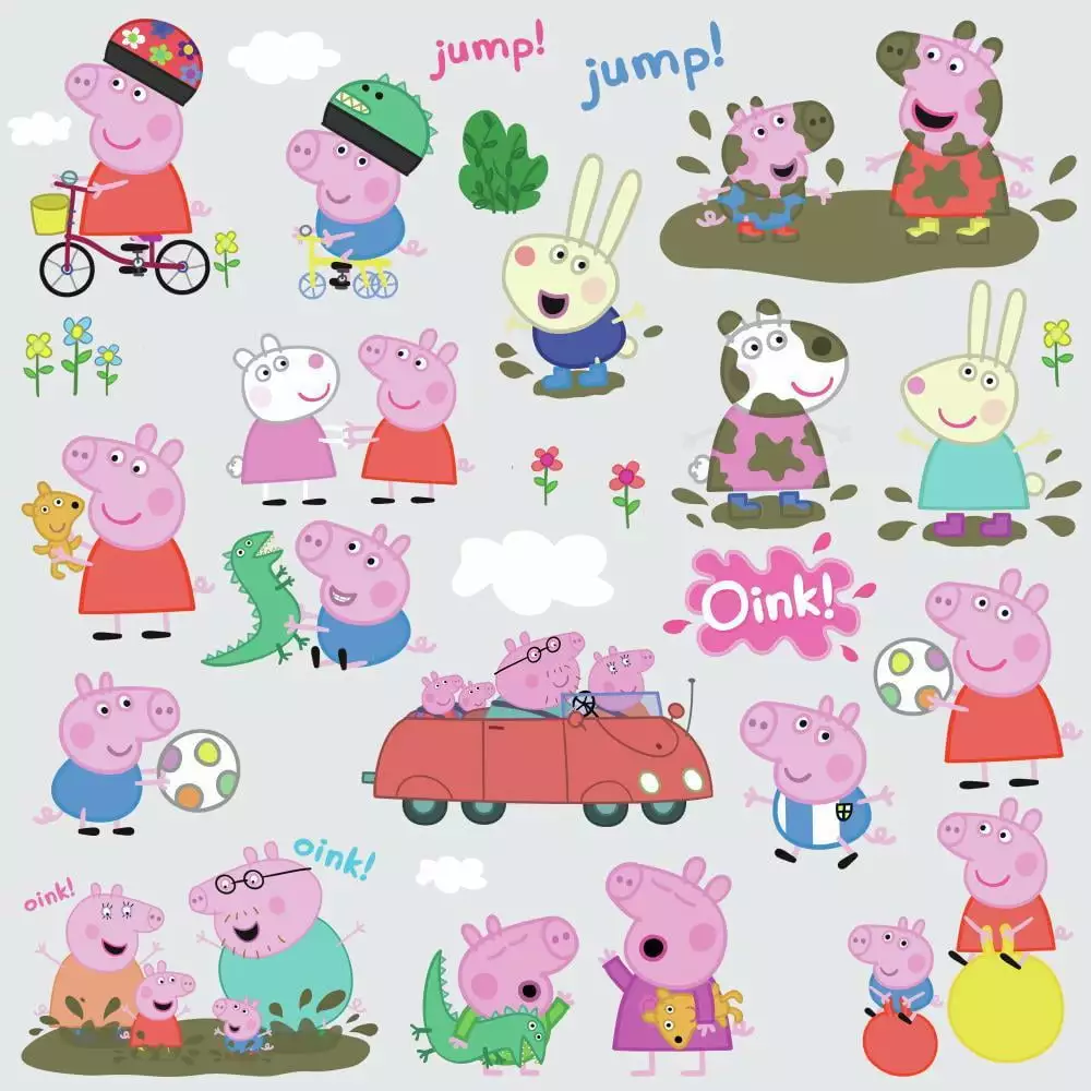 28 New PEPPA PIG Peel Stick Wall Decals George Family Nursery Kids Stickers York