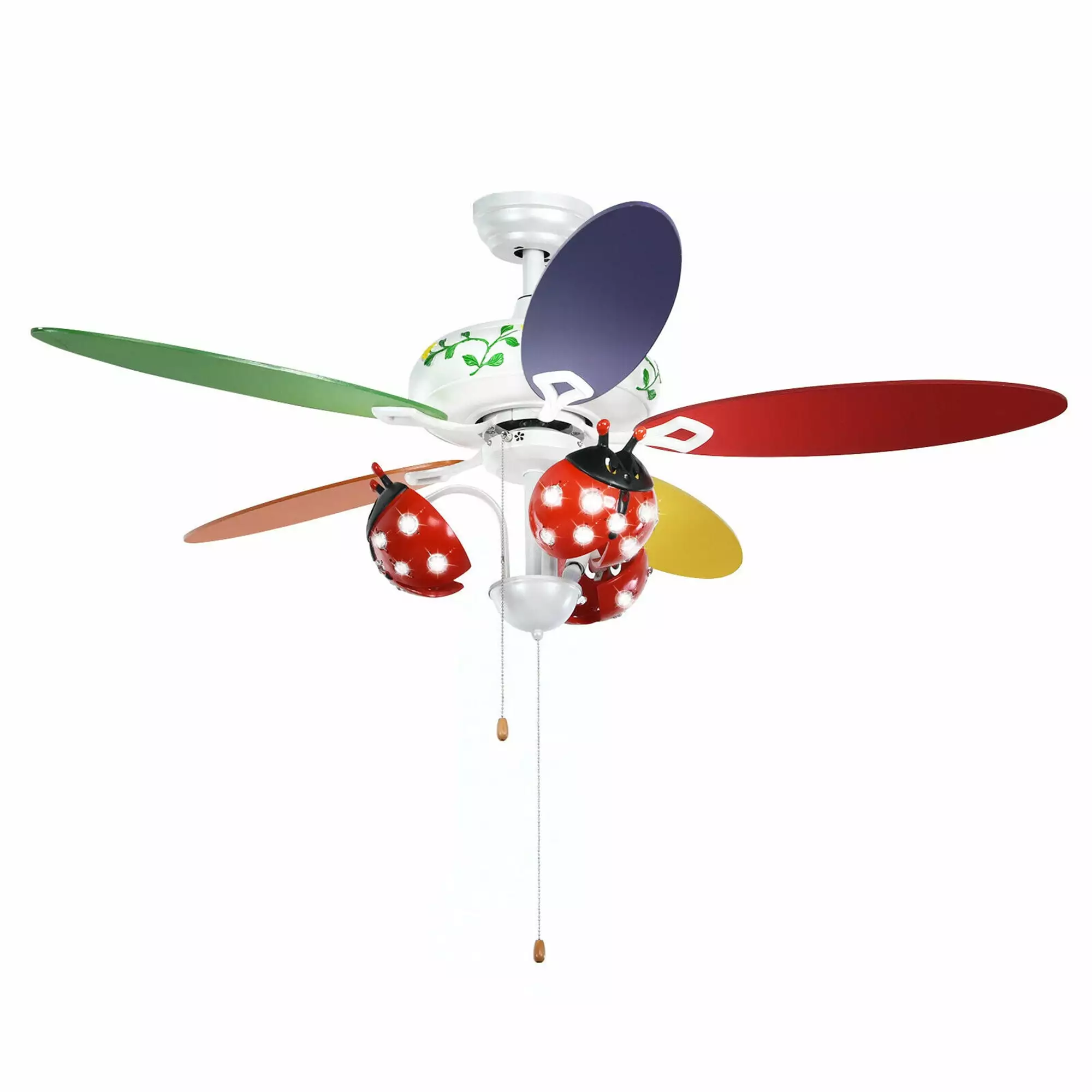 Gymax 52 Inch Kids Ceiling Fan Light Multicolor Beetle Design Pull Chain Control