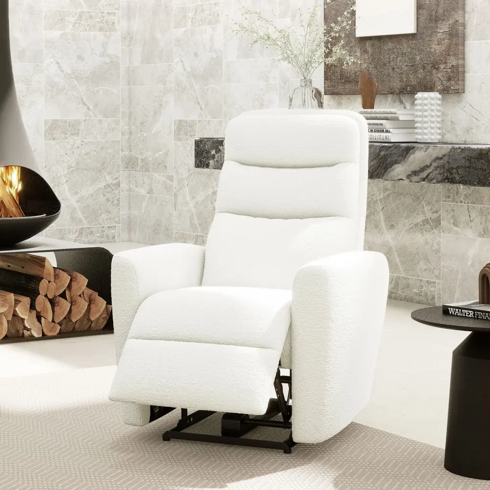 Bloomy - High Back Power Recliner Motion Chair - Chiffon Pearl