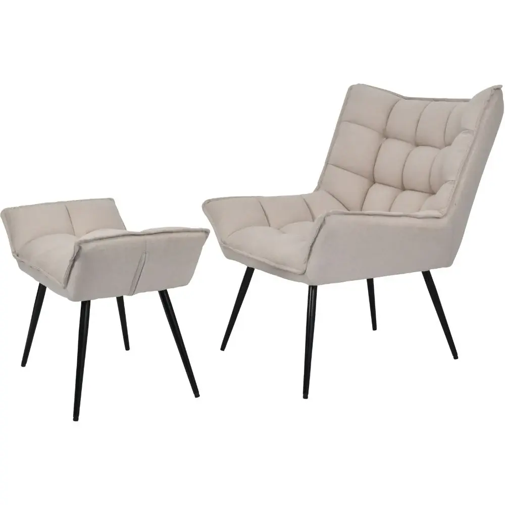 Chrishall Occasional Chair Footstool - Oatmeal Fabric
