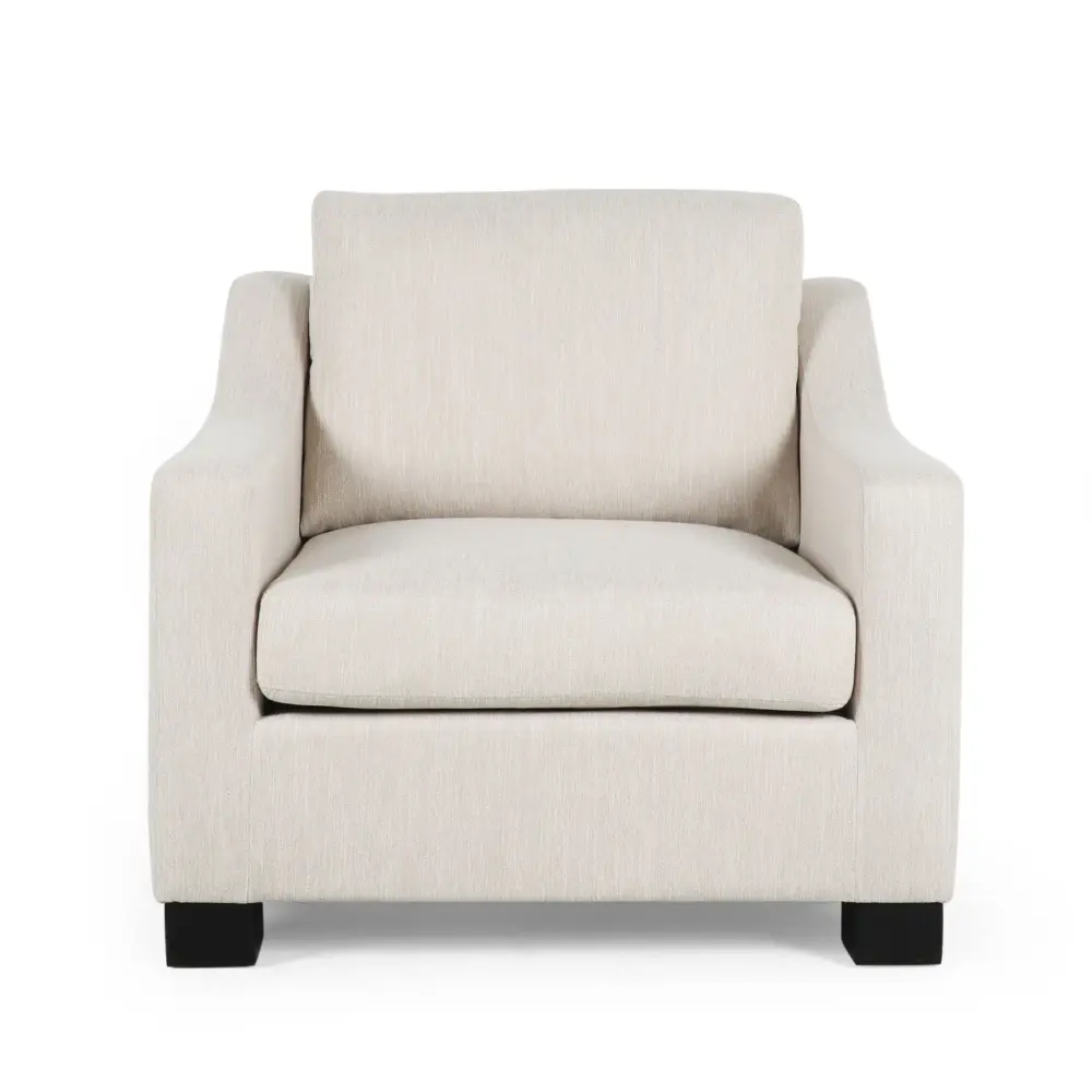 Nightowl - Upholstered Club Chair Sloped Arms And Wood Legs - Sand
