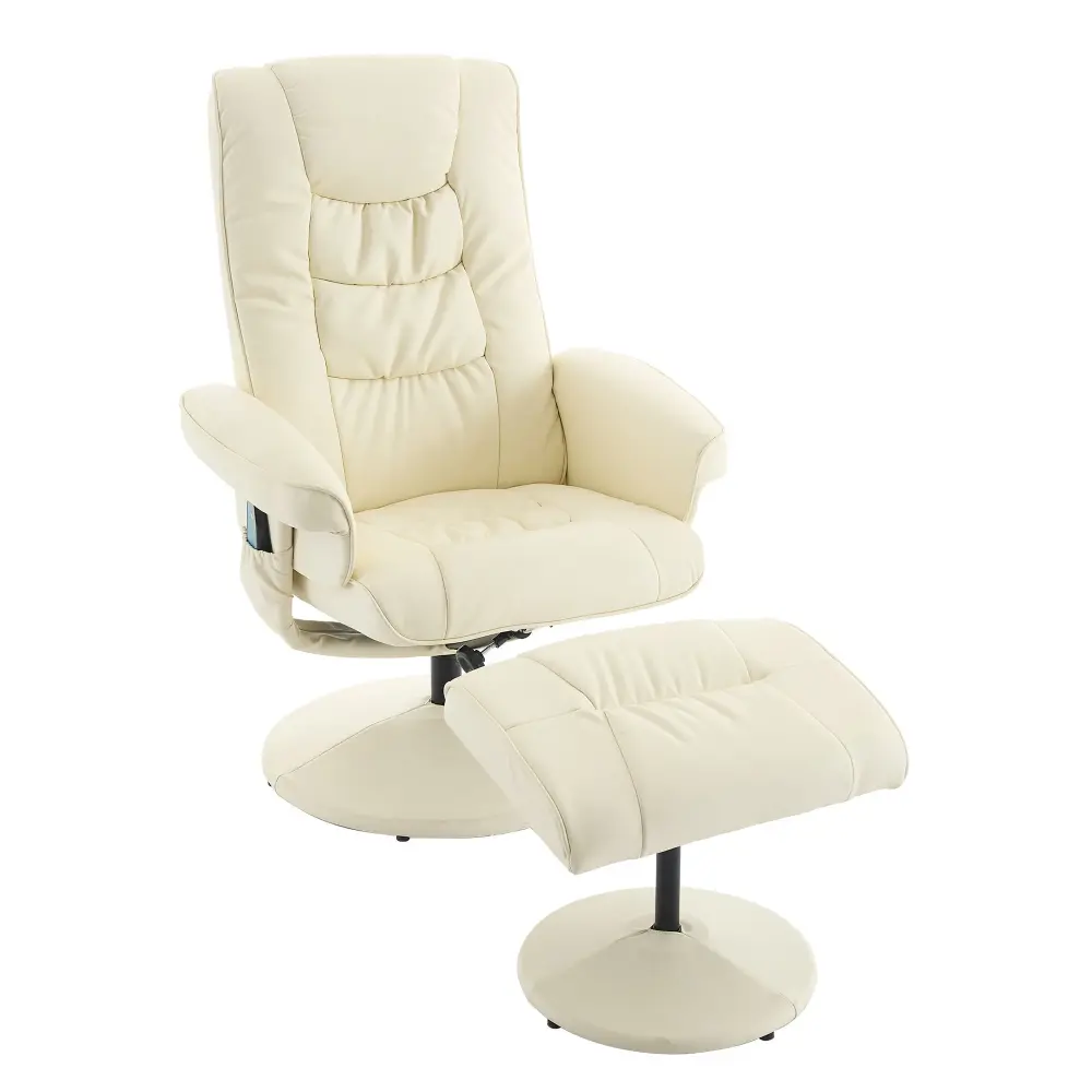 Recliner Chair Ottoman, 360° Spin Massage Lounge Chair 5-Point Vibration & Heated Seat