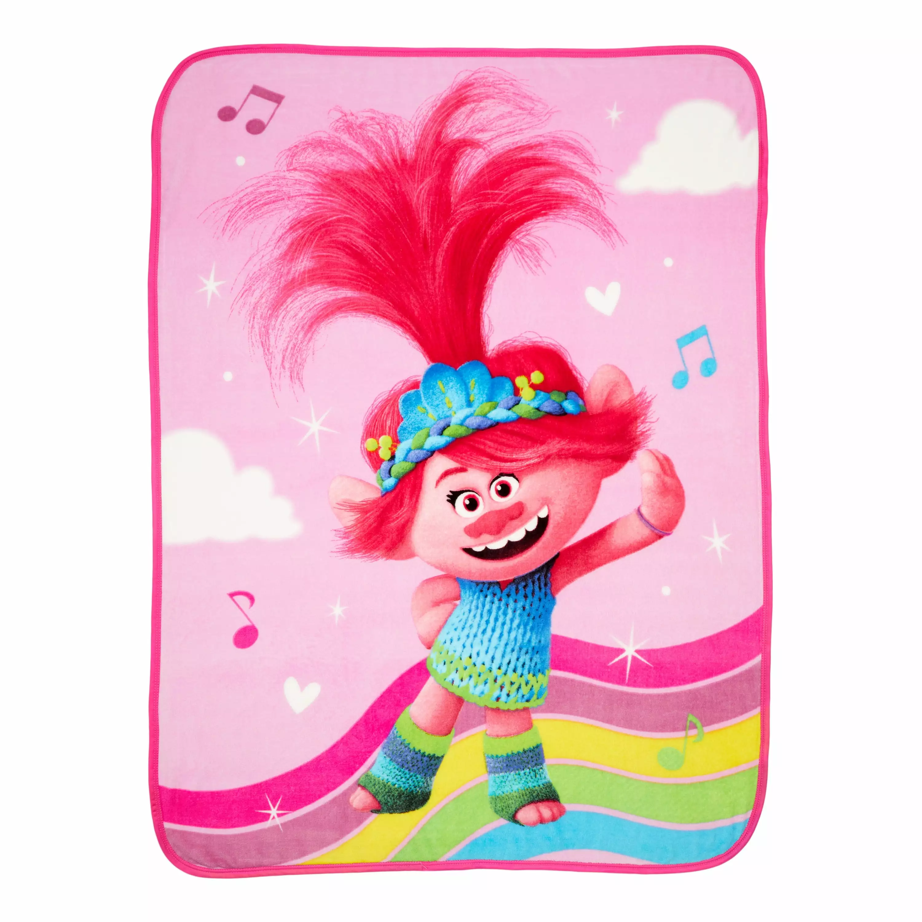 Trolls Kids Coral Fleece Throw 46x60 Pink DreamWorks Blanket
