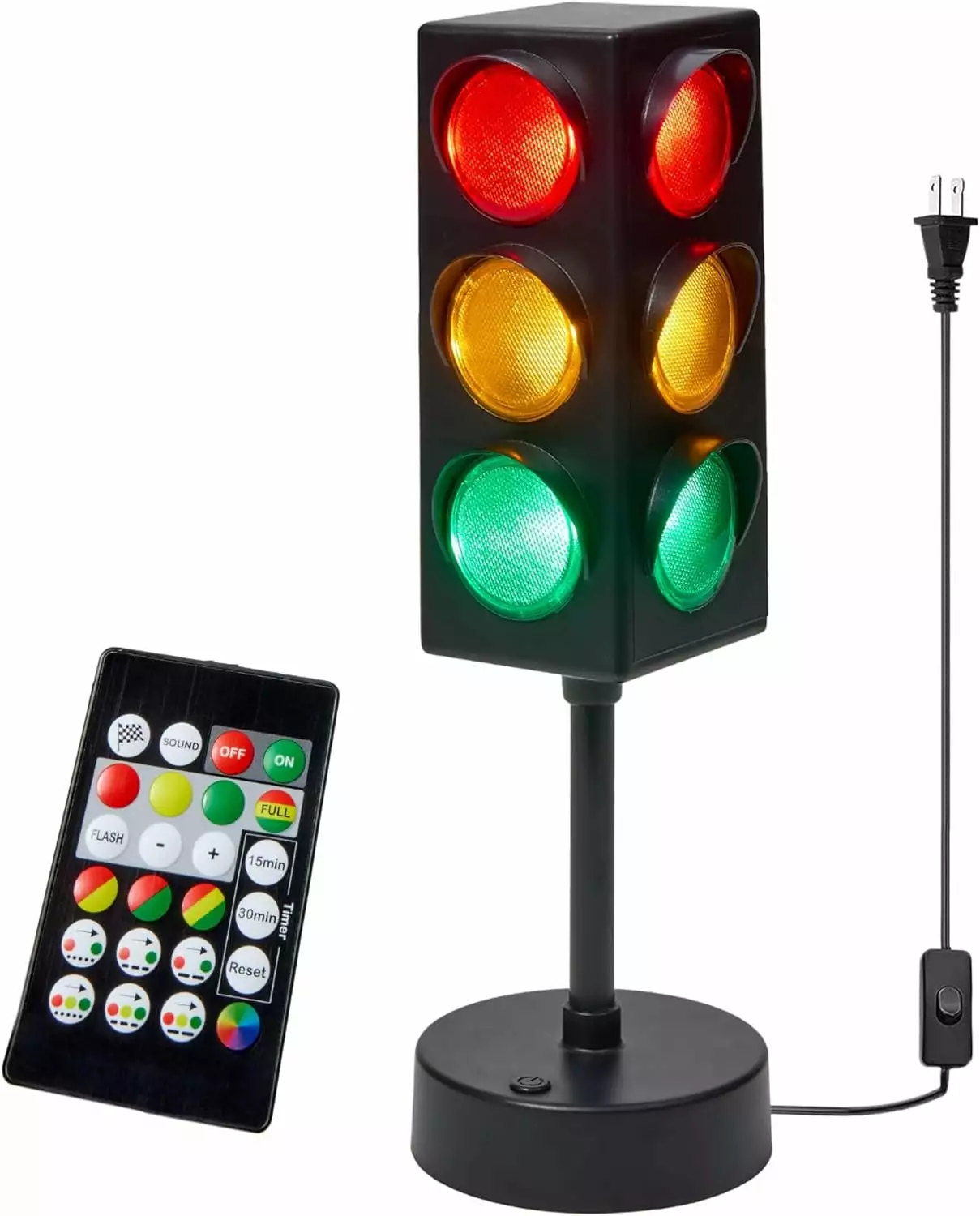 Playbees Mini Traffic Light Lamp Color Changing Modes Kids Bedroom Decor and Party Toy