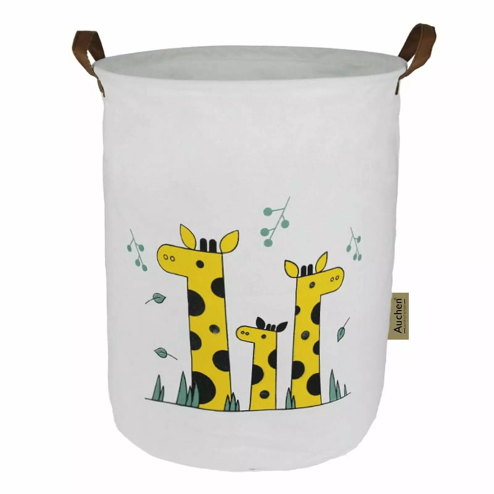 AUCHEN 19.7 Collapsible Laundry Basket Foldable Cotton Linen Hamper Baby Girl Boy Large Capacity