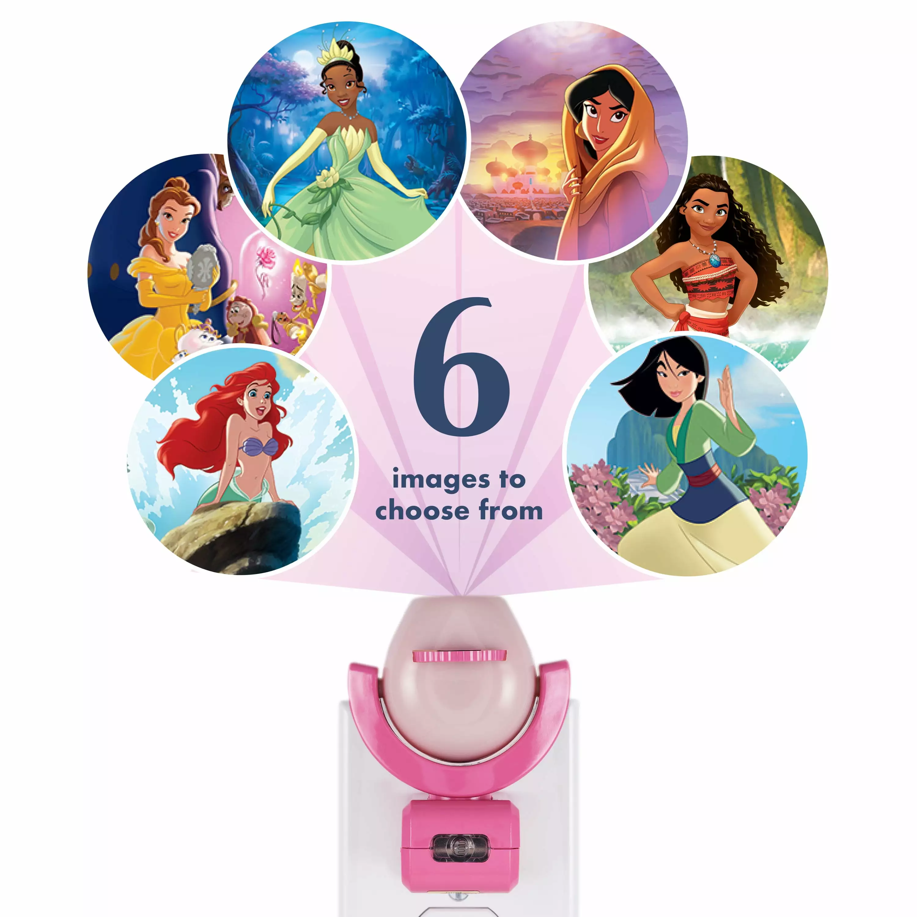 Projectables Disney Princesses 6-Image Plug- LED Night Light Light Sensing Kids Room