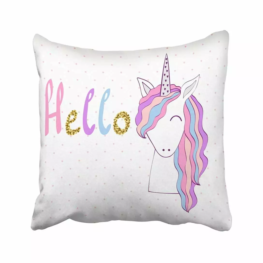 ARTJIA Pink Animal Magic Cute Unicorn White Baby Cartoon Pillowcase 16x16