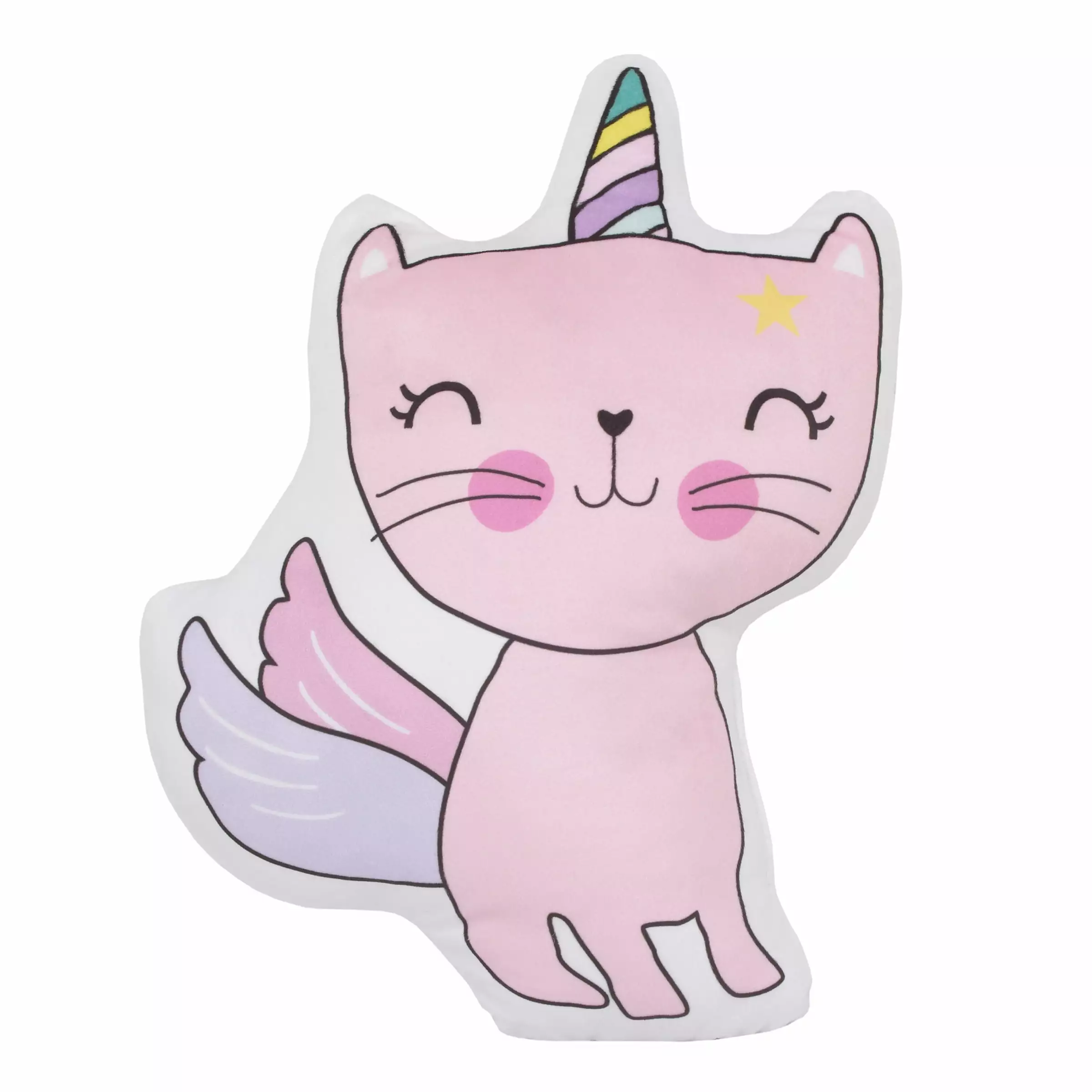 Everything Kids Caticorn Girl Power Pink and White Toddler Decorative Pillow 15x10 Inches