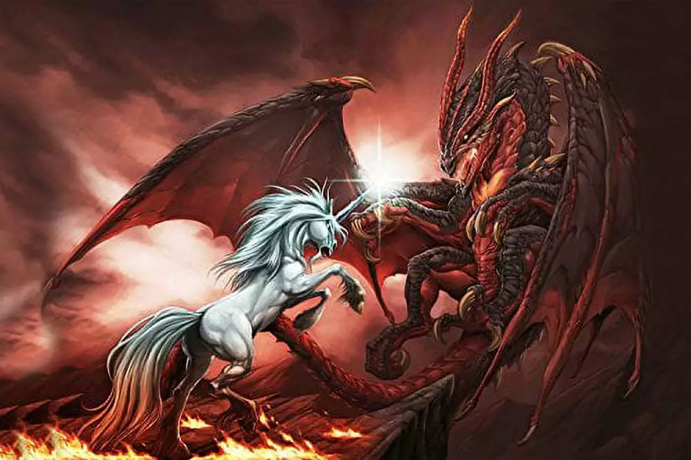 Uneedyt Unicorns Poster 24x36 Inch Fantasy Wall Art Kids Room Decor HSE USA