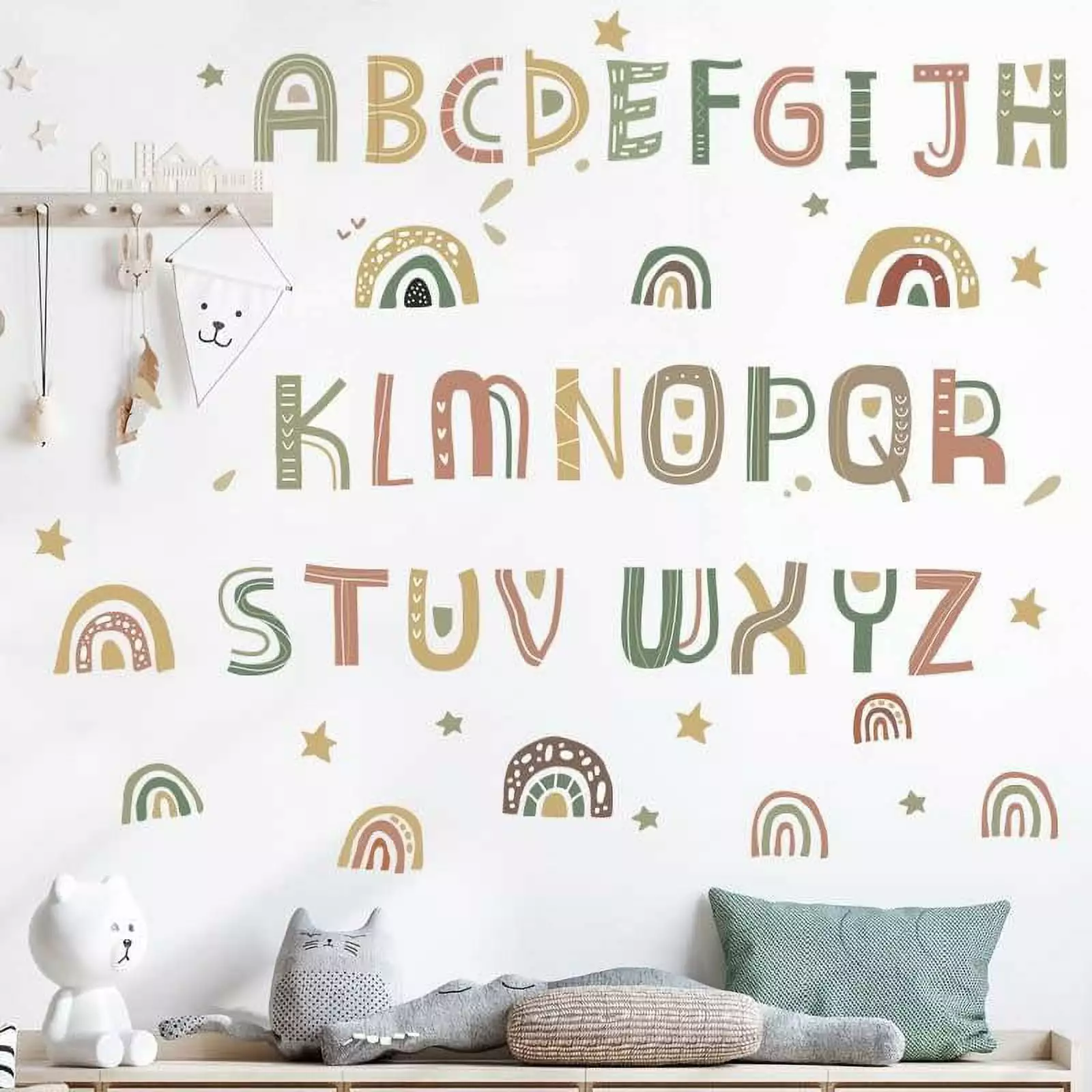 Boho Style Alphabet Wall Decals Nursery Room Decor Peel and Stick Vinyl Stickers Random Living