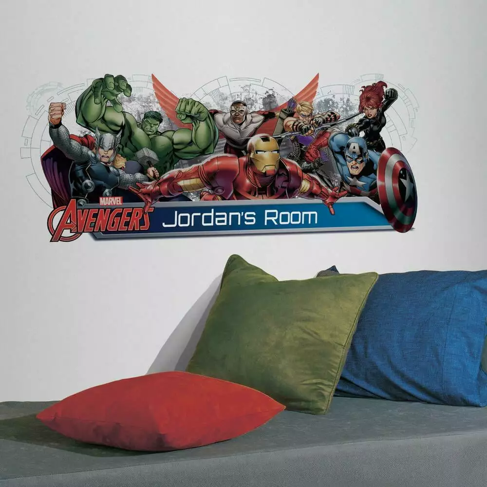 Avengers Assemble Headboard Giant Wall Decal Alphabet Superhero Bedroom Decor Boys RoomMates