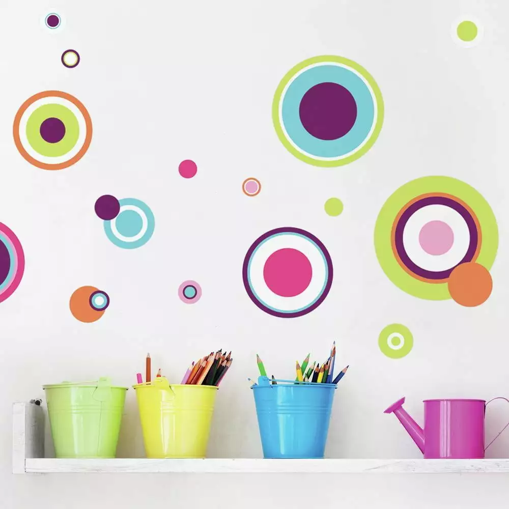 Crazy Dots Wall Decals Colorful Kids Room Decor Peel and Stick Vinyl Stickers RoomMates