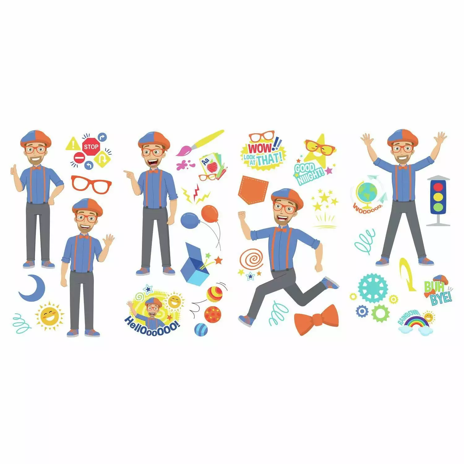 RoomMates Blippi Peel and Stick Wall Decals Kids Room and Nursery