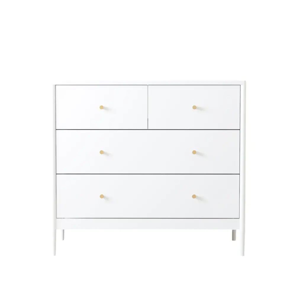 4 Drawer Kids Dresser Antique Warm alloy Pulls - White