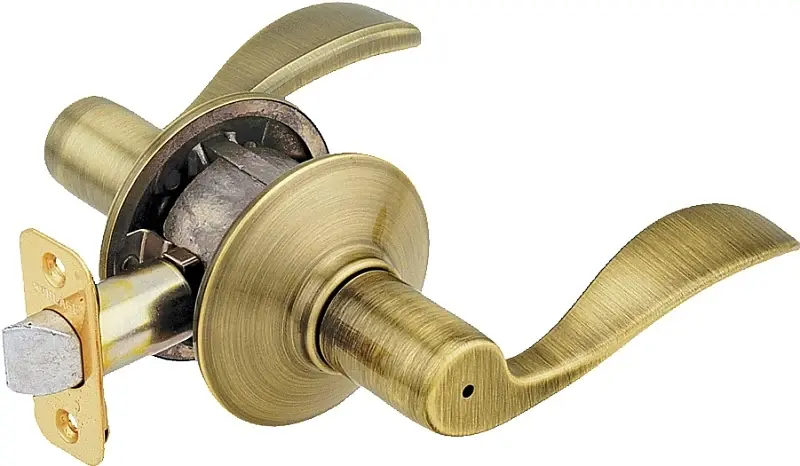 Schlage Accent Series F40 ACC 609 Privacy Lever, Mechanical Lock, Antique Brass, Steel, Residential, 2 Grade