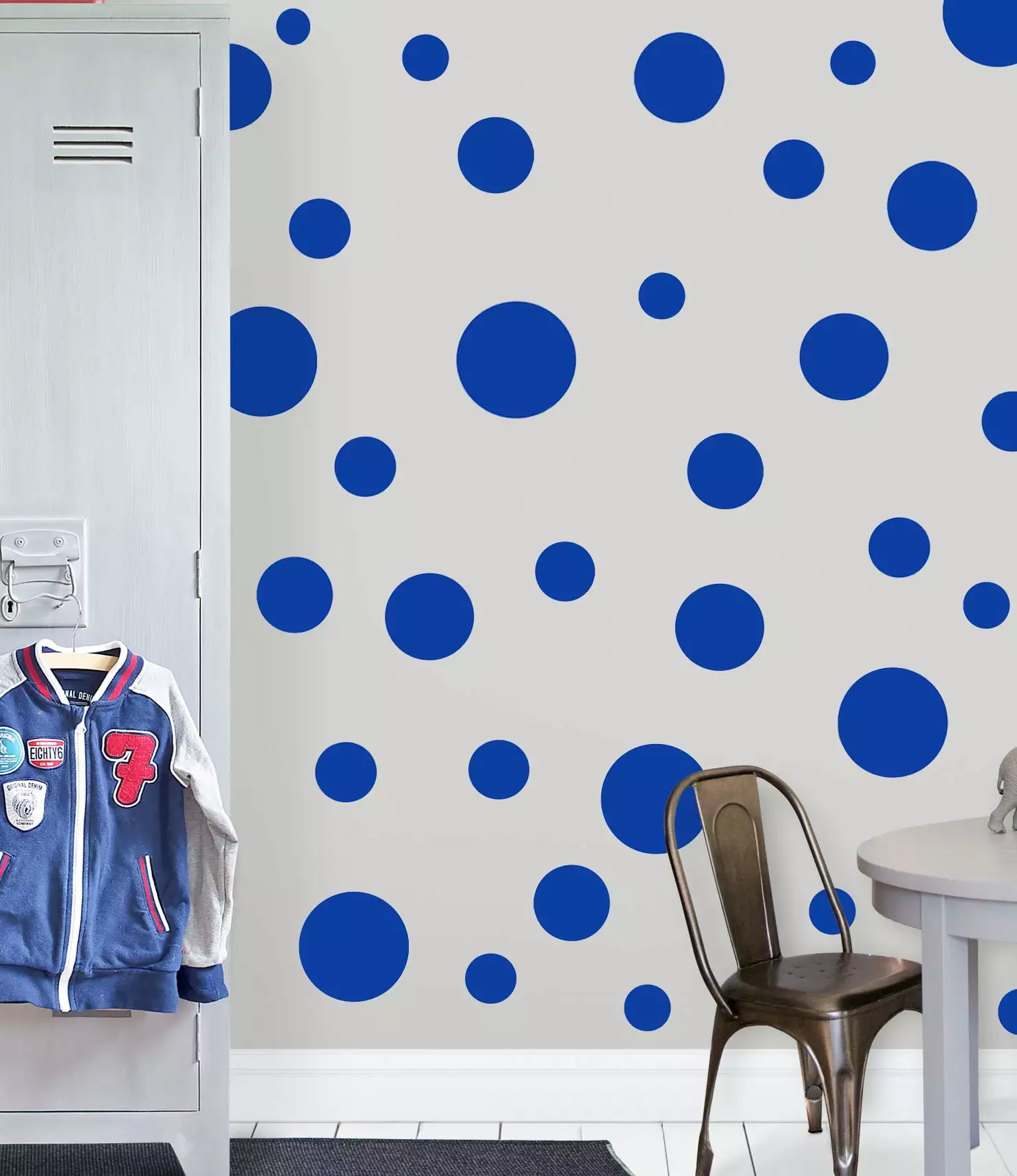Blue Polka Dot Wall Decals Girls and Boys Room Decor Includes 63 Blue Wall Dots 1-6.5 Inches Create A Mural
