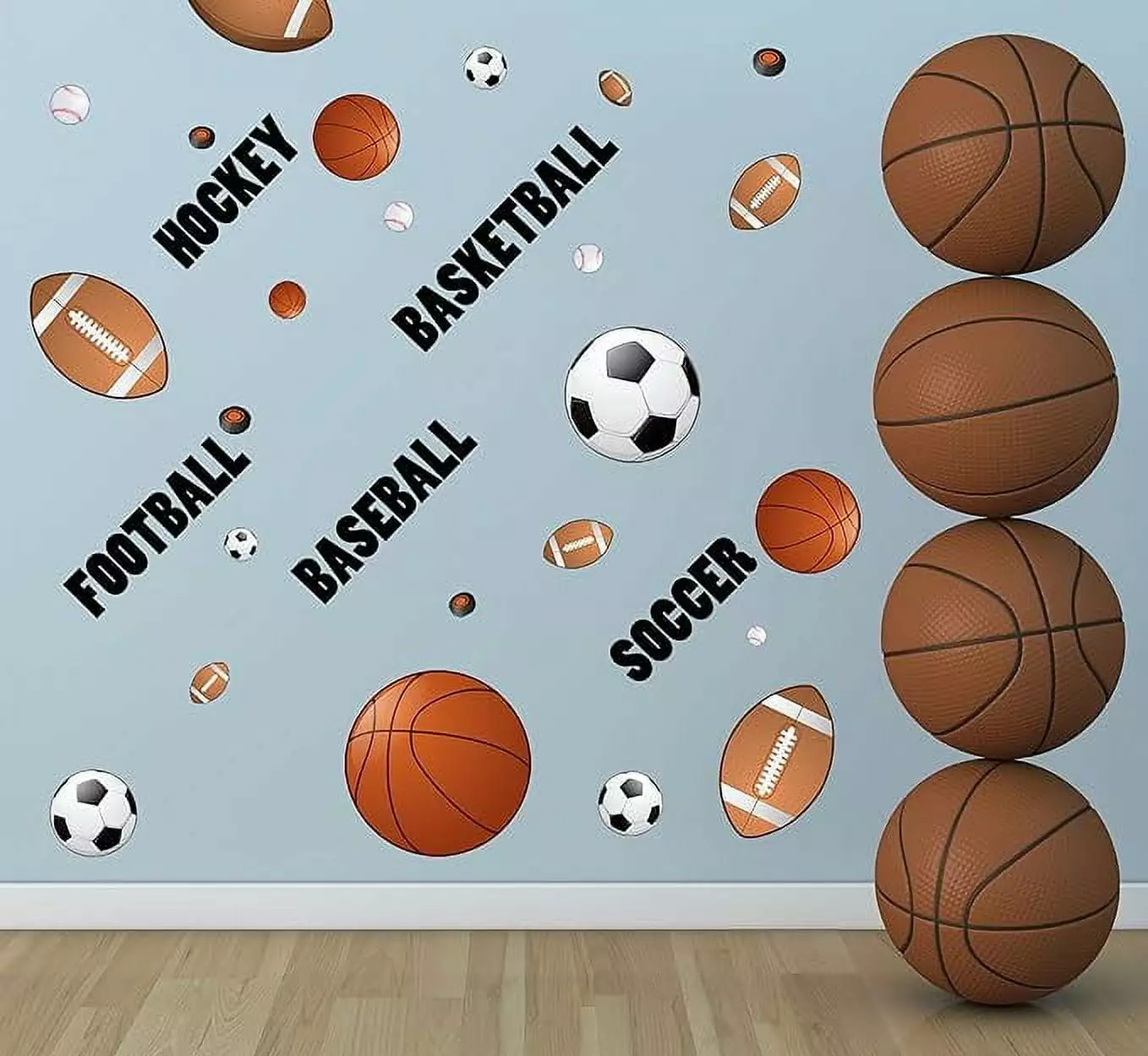 Sports Wall Decor Boys Room Mural Stickers Soccer Baseball Football Hockey Basketball Wall Art Create A Mural