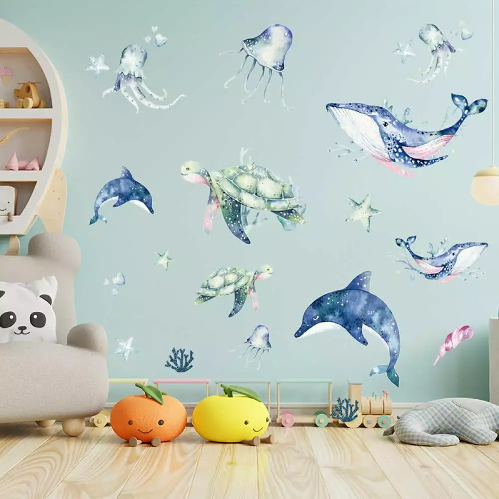 Under Sea Wall Decals Ocean Beach Sea Turtle Stickers Children Bedroom Living Room Nursery Office Decor Jlong