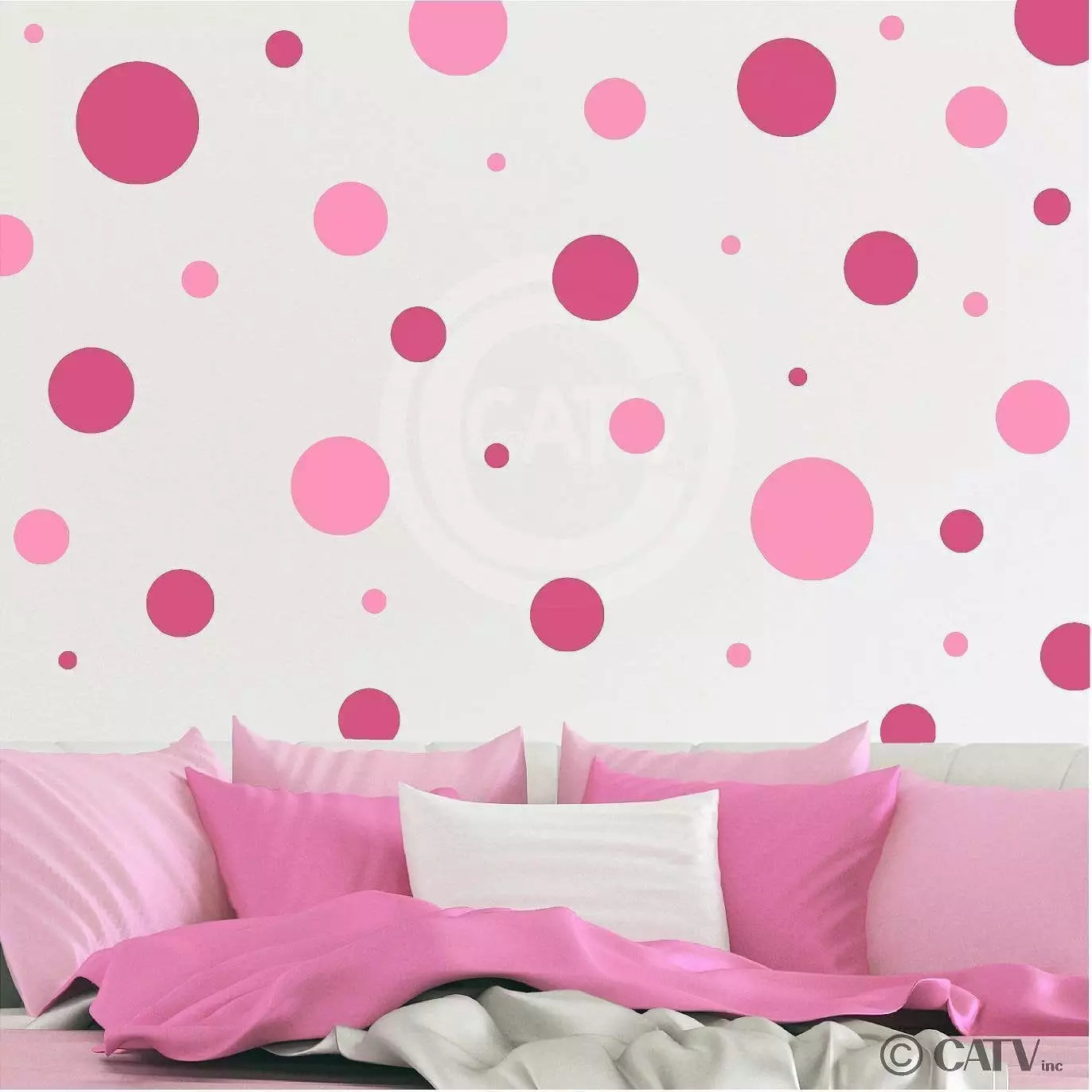 Assorted Vinyl Polka Dots Circle Wall Decals Vinyl Stickers Nursery Decor Pink & Dark Pink Set 32 Wall Saying Vinyl Lettering