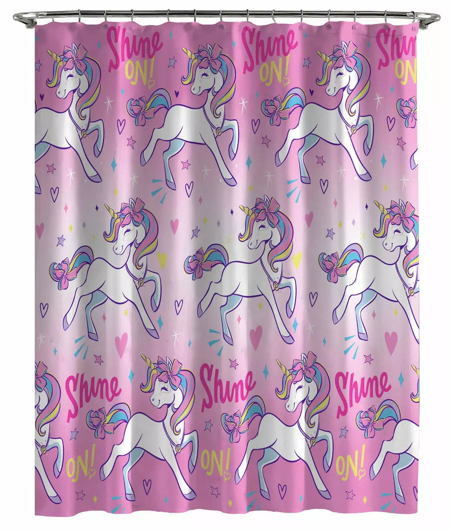 Jojo Siwa 14-Piece Pink Microfiber Shower Curtain Set Tufted Rug Nickelodeon 72x72